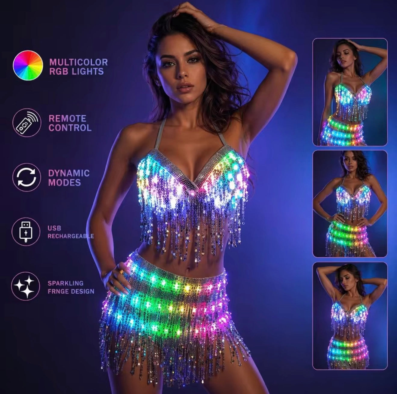 LumiWear 2-Top LED Fringe Set