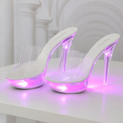 Lumiwear clear platform heels - pink LED