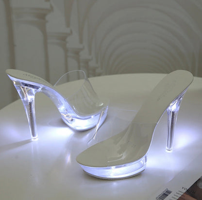 Lumiwear clear platform heels - white LED
